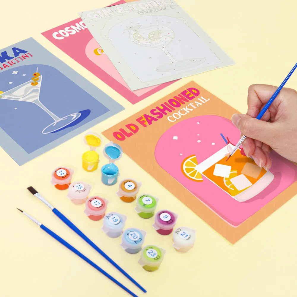 Paint by Numbers – 6 Mini Artworks | Colorful Cocktail Edition