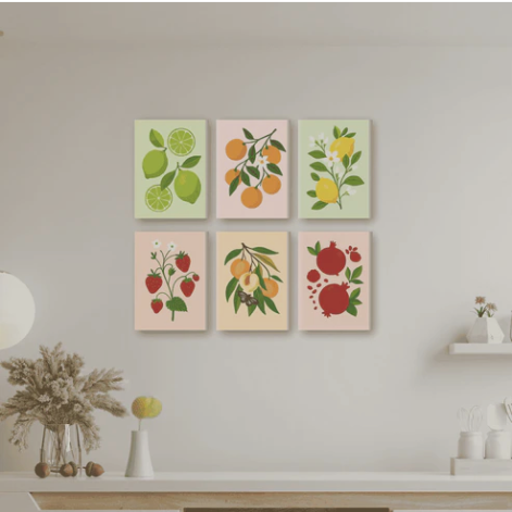 Paint by Numbers – 6 Mini Paintings | “Botanical Fruit” Set