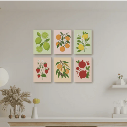 Paint by Numbers – 6 Mini Paintings | “Botanical Fruit” Set