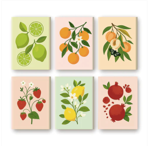 Paint by Numbers – 6 Mini Paintings | “Botanical Fruit” Set